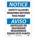 National Marker Co Bilingual Vinyl Sign - Notice Safety Glasses Required Beyond This Point ESN18PB